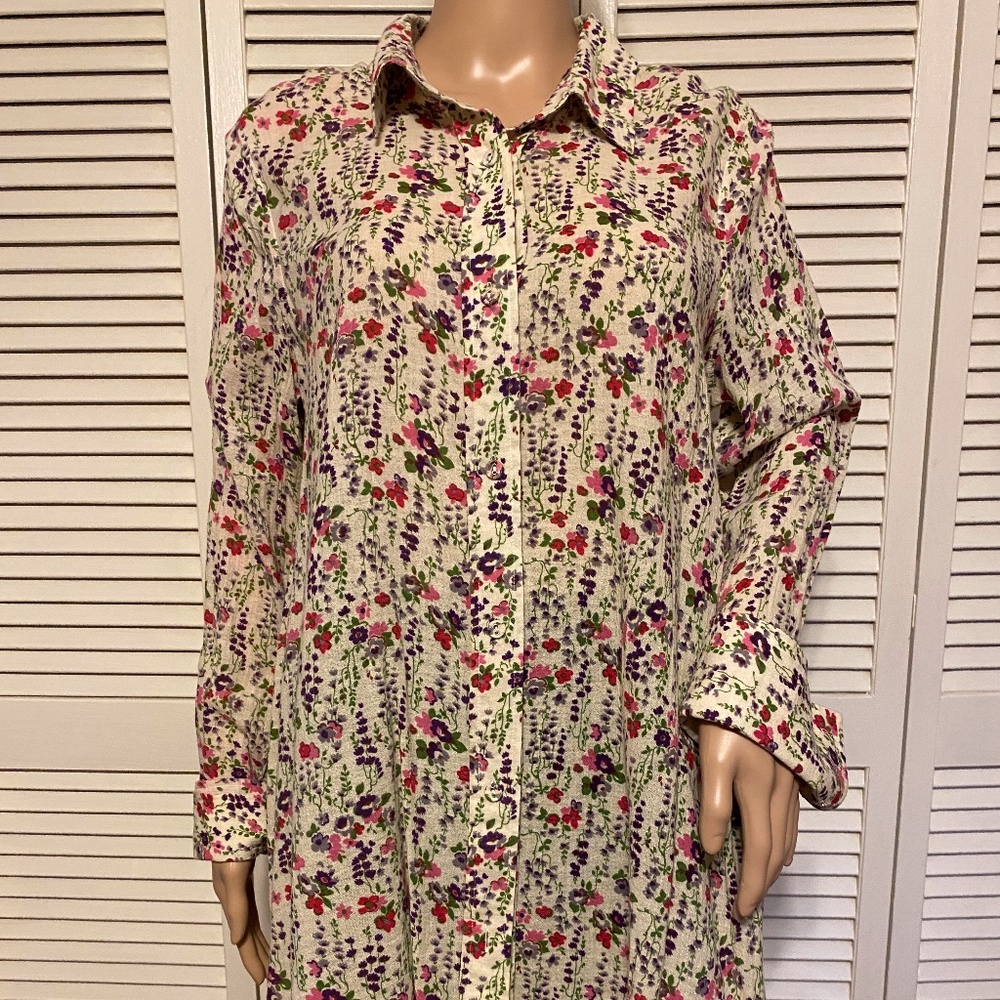 Free People Floral Cotton Tunic Shirt - NWT